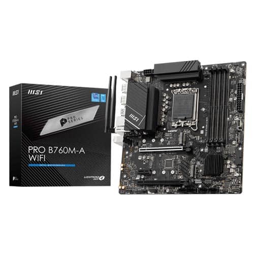 MSI PRO B760M-A WIFI INTEL B760 mATX Motherboard – Professional Grade Motherboard with Built-in Wi-Fi and Bluetooth